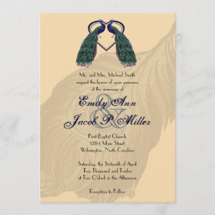 Vintage Peacock Wedding Invitations
