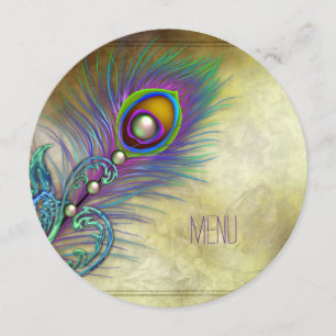 Vintage Peacock Wedding Menu