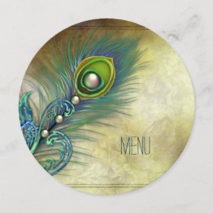 Vintage Peacock Wedding Menu