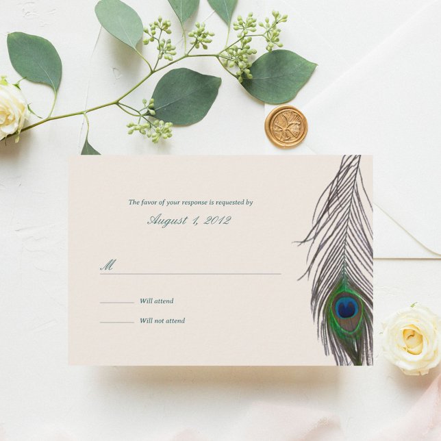 Vintage Peacock Wedding Response Card (Creator Uploaded)