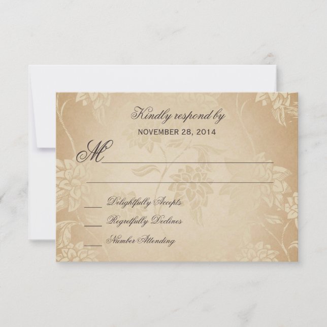 Vintage Peacock Wedding RSVP 1.0 Card (Front)