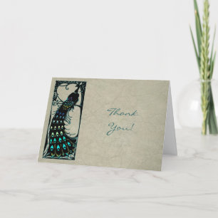 Vintage Peacock Wedding Thank You Card