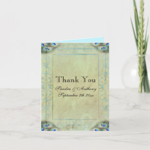Vintage Peacock Wedding Thank You Card