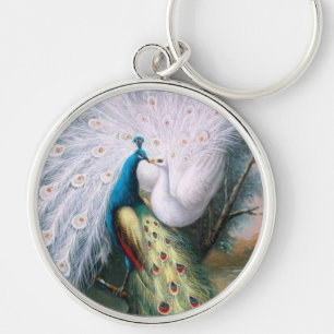 Vintage Peacocks KIss Key Ring