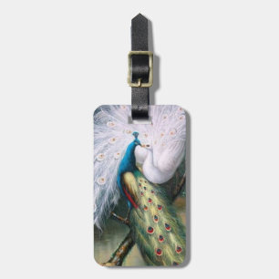 Vintage Peacocks Kiss Luggage Tag