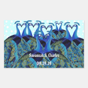 Vintage Peacocks Kissing Wedding Gifts Rectangular Sticker