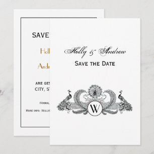 Vintage Peacocks Monogram Invitation