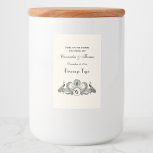 Vintage Peacocks Monogram Ivory BG Food Label