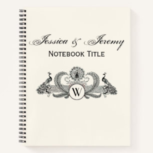 Vintage Peacocks Monogram Ivory BG Notebook