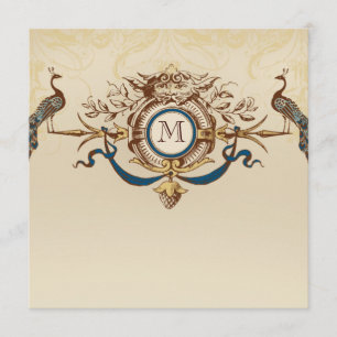 Vintage Peacocks Monogram Wedding Invitation