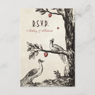 Vintage Peacocks on Love Tree RSVP Card
