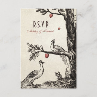 Vintage Peacocks on Love Tree RSVP Card
