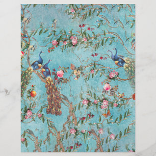 Vintage peacocks pink and blue