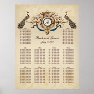 Vintage Peacocks Wedding Seating Chart