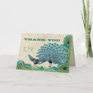 Vintage  Peacocks Wedding Thank You Card