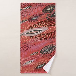 Vintage Peafowl Red Decorative Seamless Pattern Bath Towel
