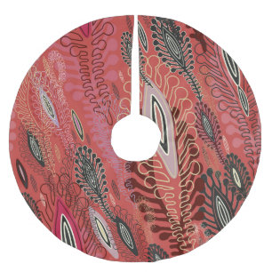 Vintage Peafowl Red Decorative Seamless Pattern Brushed Polyester Tree Skirt