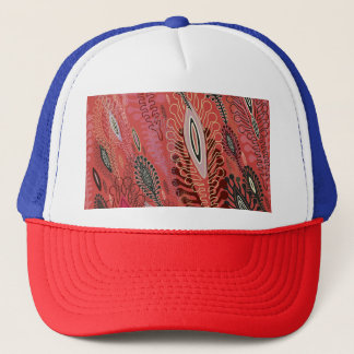 Vintage Peafowl Red Decorative Seamless Pattern Trucker Hat