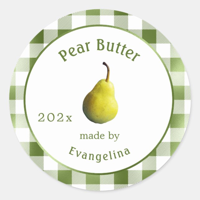 Vintage Pear Butter Personalised Canning Classic Round Sticker (Front)