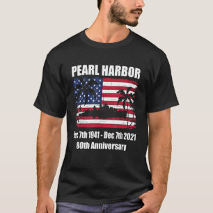 Vintage Pearl Harbour 80th Anniversary Flag T-Shirt