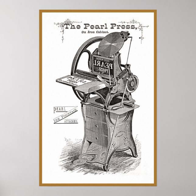Vintage Pearl letterpress advertisement poster (Front)