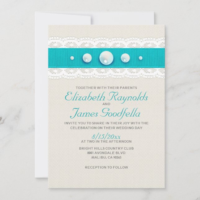 Vintage Pearl Wedding Invitations (Front)