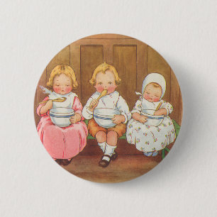 Vintage Pease Porridge Hot Childrens Nursery Rhyme 6 Cm Round Badge