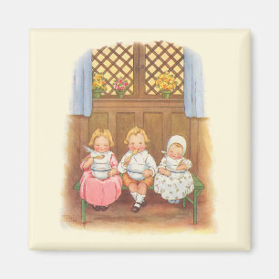 Vintage Pease Porridge Hot Childrens Nursery Rhyme Magnet