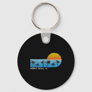 Vintage Pebble Beach, Ca Palm Trees & Sunset B Key Ring
