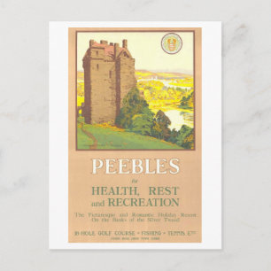 Vintage Peebles Scotland Travel Poster Postcard