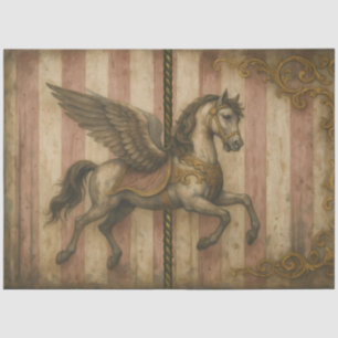 Vintage Pegasus Carousel   Gilded Winged Horse  Tissue Paper