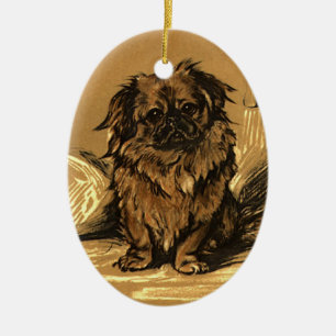 Vintage Pekingese Christmas Ornaments