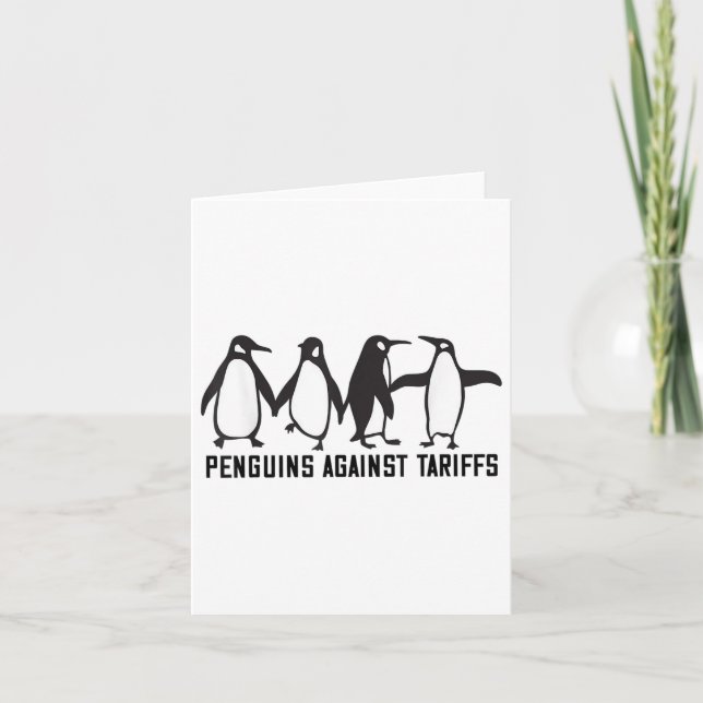 Vintage Penguins Protest Against Funny Penguins Ta Card (Front)