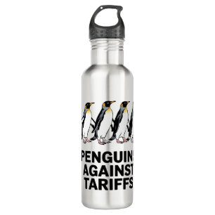 Vintage Penguins Protest Against Tariffs Funny  710 Ml Water Bottle