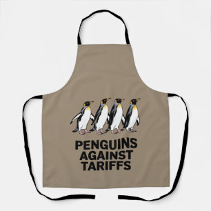 Vintage Penguins Protest Against Tariffs Funny Apron