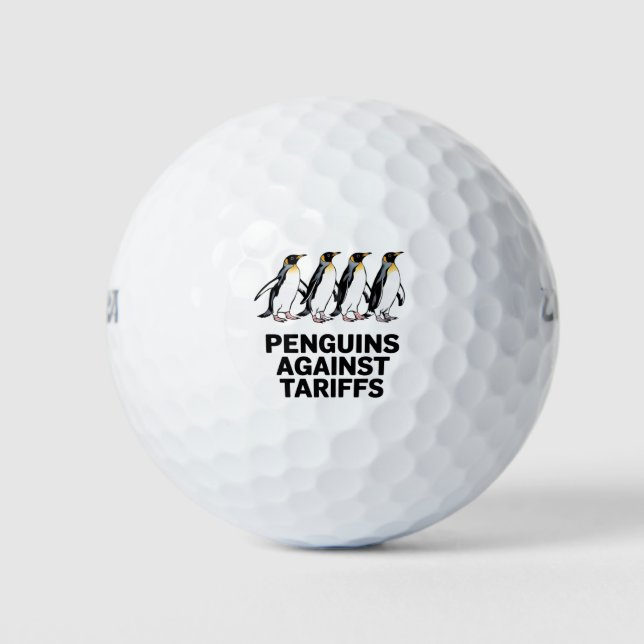 Vintage Penguins Protest Against Tariffs Funny  Golf Balls (Front)