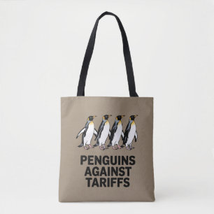 Vintage Penguins Protest Against Tariffs Funny Tote Bag