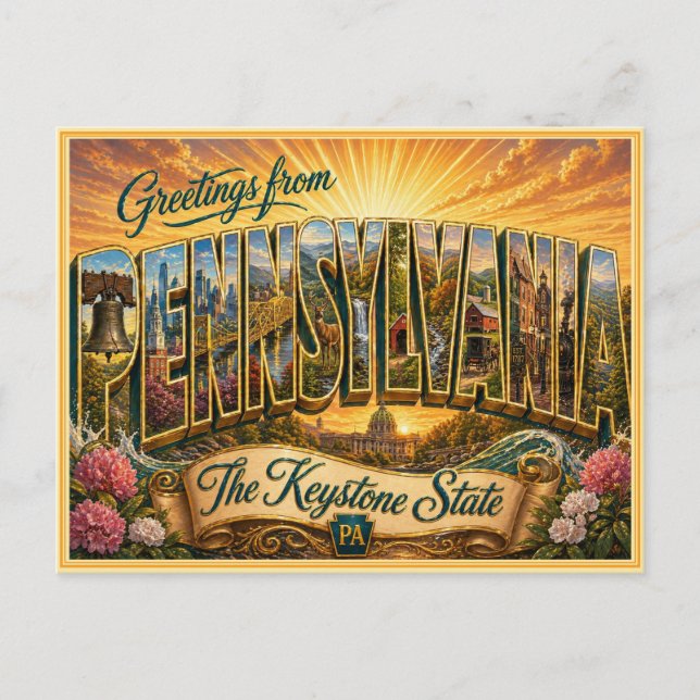Vintage Pennsylvania Greeting From Postcard (Front)