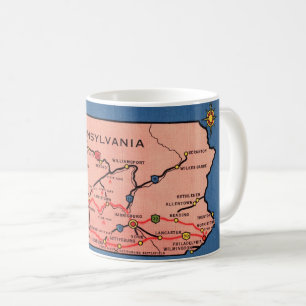 Vintage Pennsylvania Map Mug