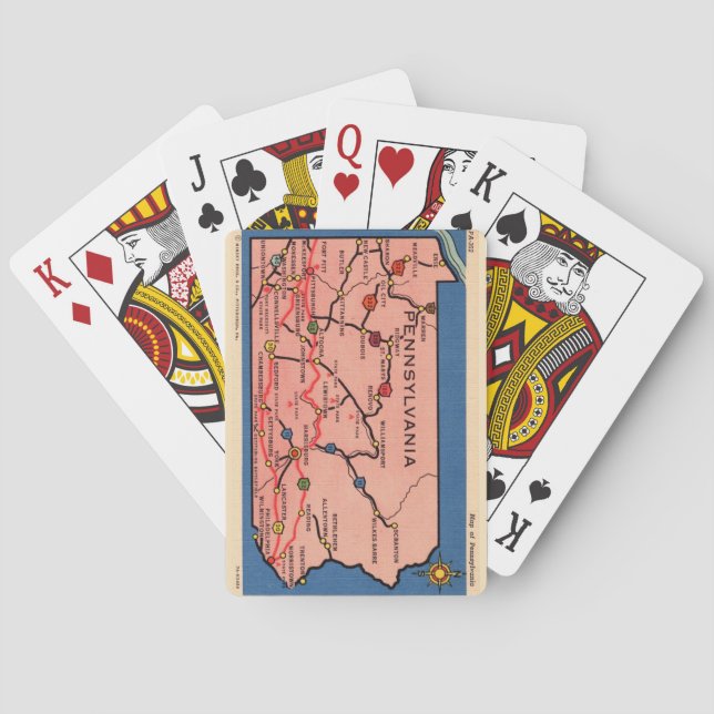 Vintage Pennsylvania Map Playing Cards (Back)