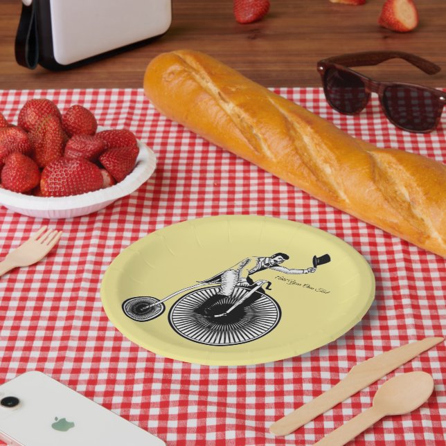 Vintage Penny Farthing Bicycle Paper Plate (Picnic)
