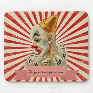 Vintage Pensive Clown with Gold Conical Hat Mouse Pad