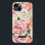 Vintage Peonies and Hydrangeas Pattern iPad Case<br><div class="desc">Elegant iPad air case featuring vintage illustrations of blush pink roses and peonies with ivory hydrangeas. This design is available in variety products.</div>