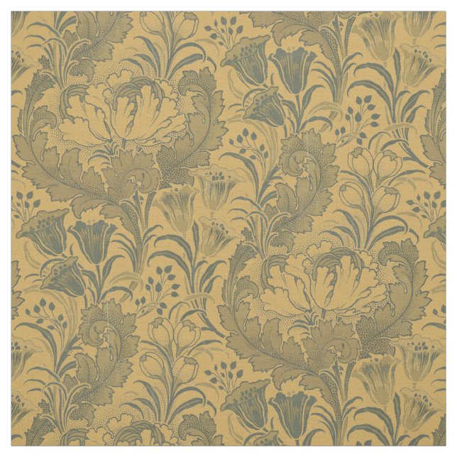 Vintage Peonies, Crocuses & Tulips Floral Pattern Fabric (Swatch)