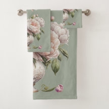 Vintage Peonies in Elegant Vase SGB Bath Towel Set
