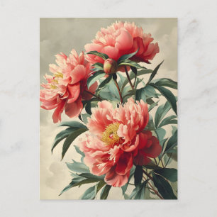 Vintage Peonies  Postcard