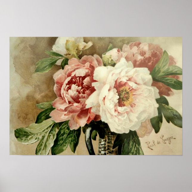 Vintage Peonies Poster (Front)