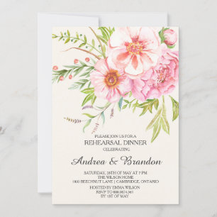 Vintage Peonies Rehearsal Dinner Invitation