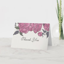 Vintage Peonies Thank You Card