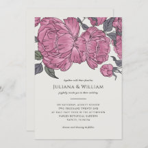 Vintage Peonies Wedding Invitation